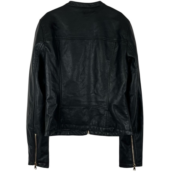 NWT Sinsay Outerwear Vegan Leather Black Moto Jacket Size XS - Picture 5 of 14